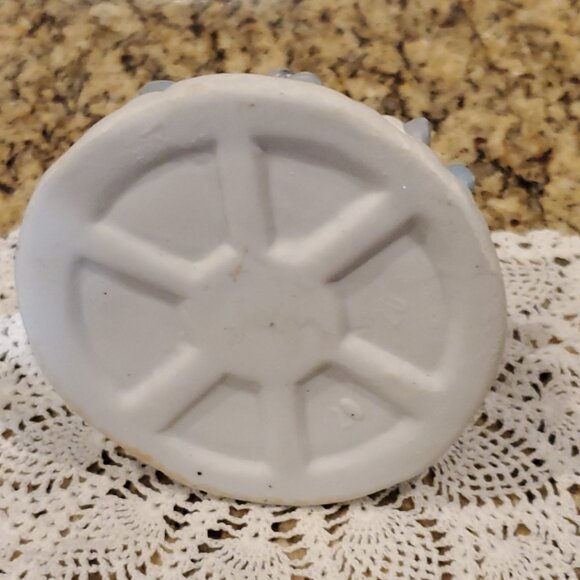 Ceramic Snowmen Pillar Candle Holder ~ 5 Cute Snowmen Circled around Center - Picture 5 of 5